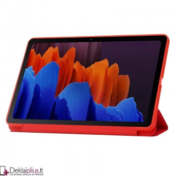 Smart soft dirbtinės odos dėklas - raudonas (Samsung Tab S7 (T870/T875)/Tab S8 (SM-X706) 